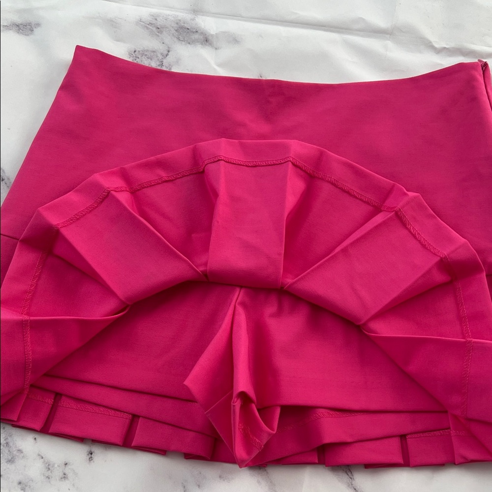 Zara Fuchsia Pleated Skater Skirt - Picture 7 of 14